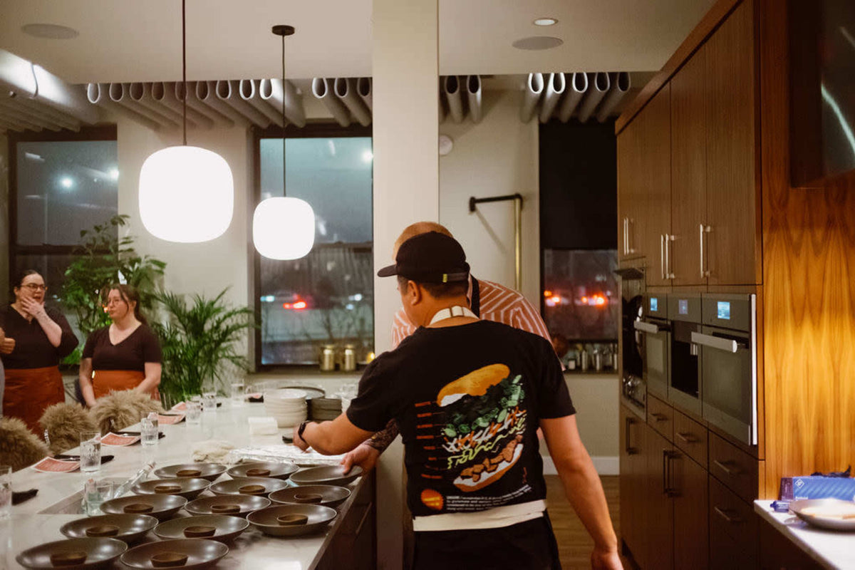 Chef preparing dinner in the open kitchen