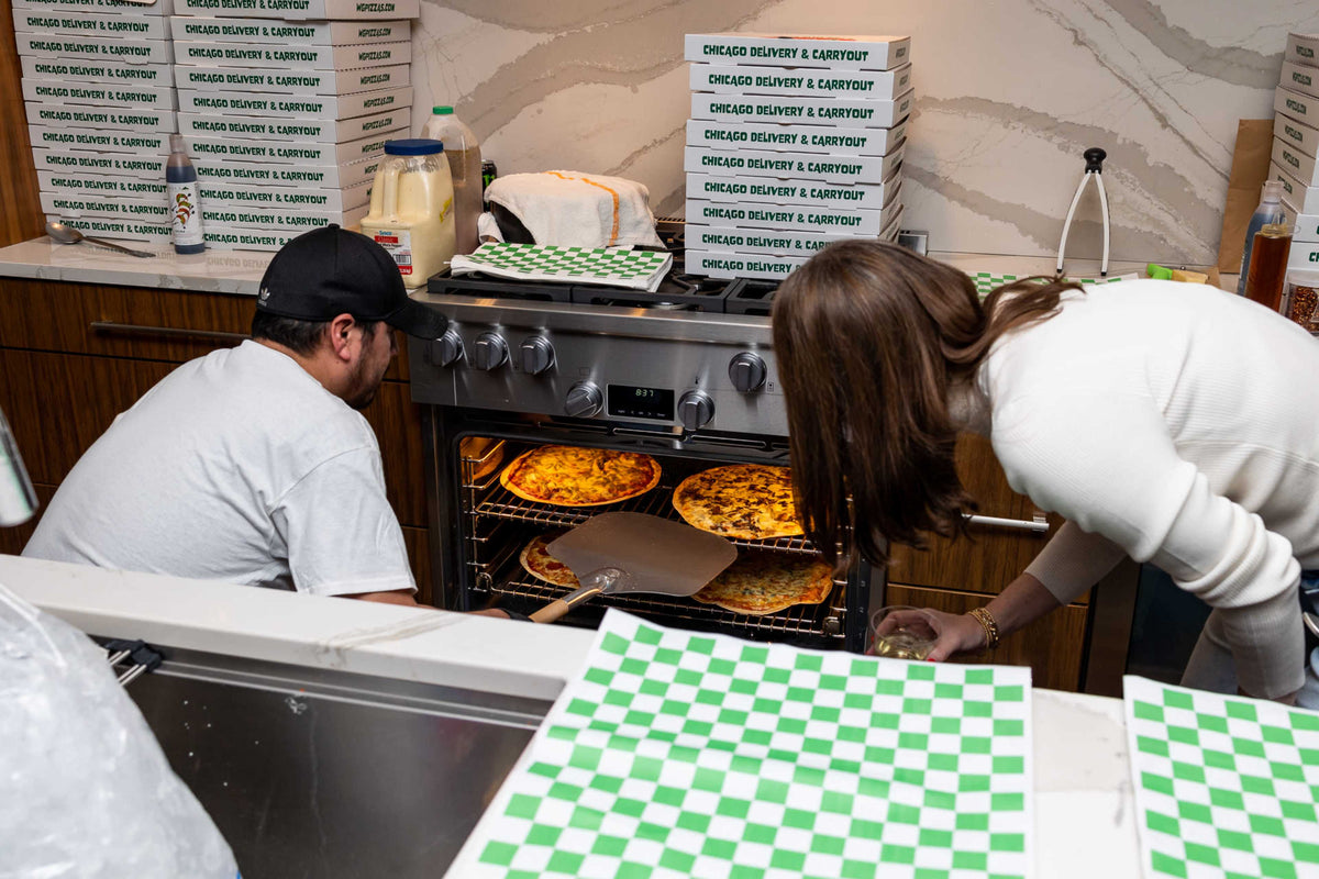 Pizza preparation in the Firehouse kitchen